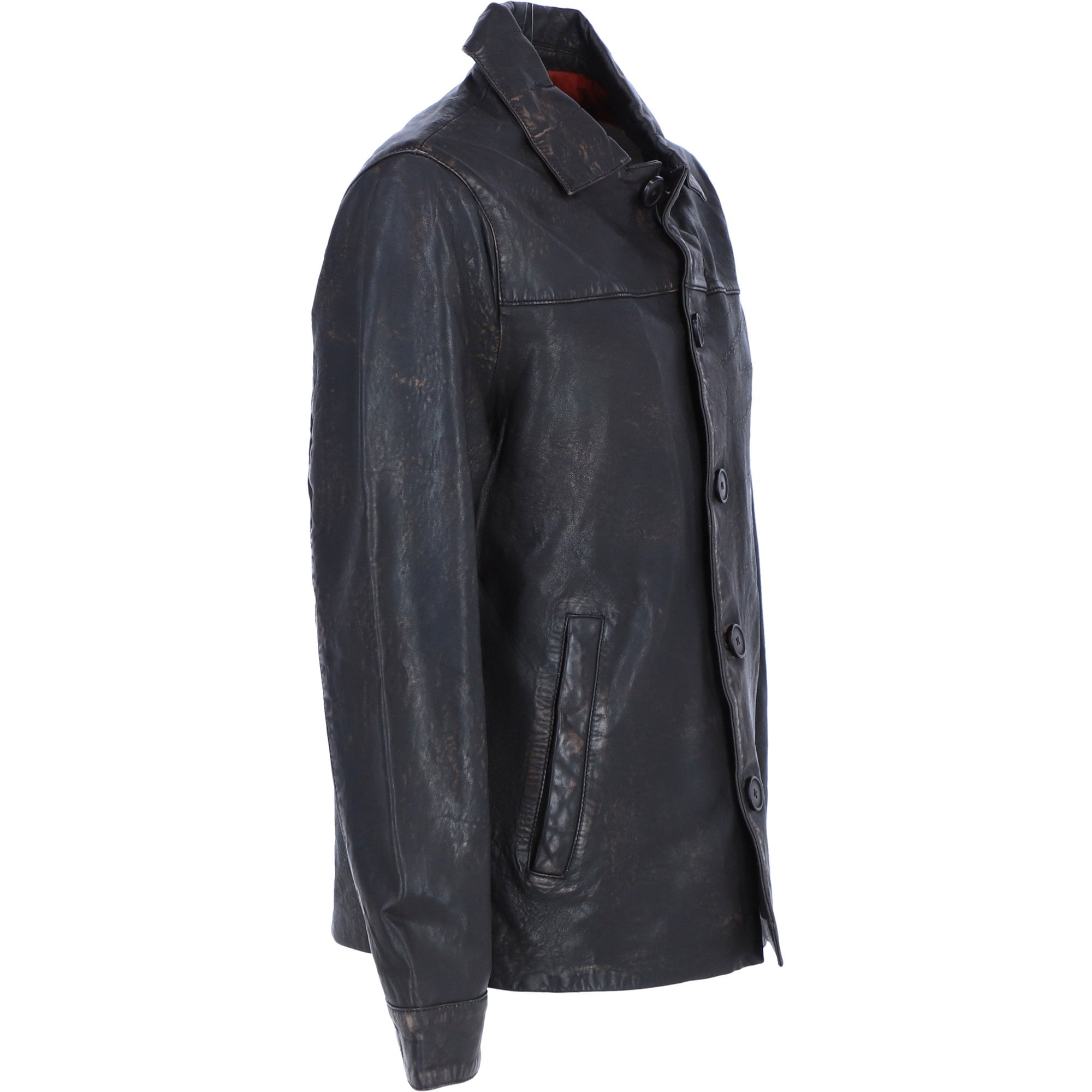 Ashwood's Genuine Leather Regular Fit Coat with Button Closure in Coffee: Class