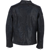 Mens Real Leather Biker Jacket Black Ruboff: AWM-Lent