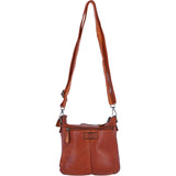Ashwood Leather Multi-Compartment Crossbody Shoulder Bag with Flap Pocket in Tan: D-52
