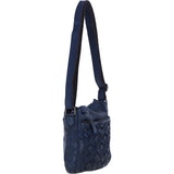 Ashwood Leather Woven Design Crossbody Bag with Multiple Zip Pockets in Navy: W-26