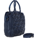 Ashwood Leather Woven Design Laptop Bag with Organiser Compartments in Navy: W-27