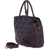 Ashwood Leather Woven Design Laptop Bag with Organiser Compartments in Brandy: W-27
