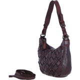 Ashwood Leather Woven Design Shoulder & Crossbody Bag with Dual Strap Option in Brandy: W-24