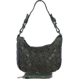 Ashwood Leather Woven Design Shoulder & Crossbody Bag with Dual Strap Option in Green: W-24