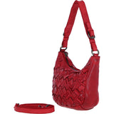 Ashwood Leather Woven Design Shoulder & Crossbody Bag with Dual Strap Option in Red: W-24