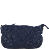 Ashwood Leather Woven Design Compact Crossbody X Clutch Bag in Navy: W-22