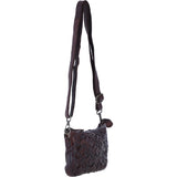 Ashwood Leather Woven Design Compact Crossbody X Clutch Bag in Brandy: W-22