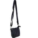 Ashwood Leather Woven Design Compact Crossbody X Clutch Bag in Black W-22