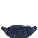 Ashwood Leather Woven Design Waist Bag with Multiple Zip Pockets in Navy: W-21