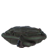 Ashwood Leather Woven Design Waist Bag with Multiple Zip Pockets in Green: W-21