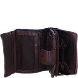Ashwood Leather Woven Design Purse with Multiple Card Slots, Zip Pocket and Bi-Fold Compartment in Brandy: W-20