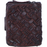 Ashwood Leather Woven Design Purse with Multiple Card Slots, Zip Pocket and Bi-Fold Compartment in Brandy: W-20