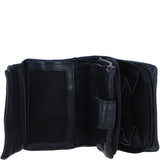 Ashwood Leather Woven Design Purse with Multiple Card Slots, Zip Pocket and Bi-Fold Compartment in Black: W-20