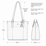 Women’s Genuine Leather Shoulder Tote Bag with Metallic Charm in Black: ATHY