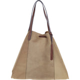 Brampton London Real Suede Leather Shopper Bag with Leather Tassel Charm In Camel: 64442