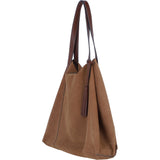 Brampton London Real Suede Leather Shopper Bag with Leather Tassel Charm In Sand: 64442