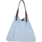 Brampton London Real Suede Leather Shopper Bag with Leather Tassel Charm In Harbour Mist: 64442