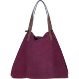 Brampton London Real Suede Leather Shopper Bag with Leather Tassel Charm In Bordo: 64442