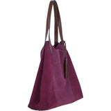 Brampton London Real Suede Leather Shopper Bag with Leather Tassel Charm In Bordo: 64442
