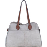 Brampton London Real Leather Suede Shoulder Bag with Tassel Charm in LT Taupe: 65122