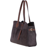 Brampton London Real Leather Suede Shoulder Bag with Tassel Charm in Choco: 65122