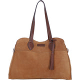 Brampton London Real Leather Suede Shoulder Bag with Tassel Charm in Sand: 65122