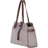Brampton London Real Leather Suede Shoulder Bag with Tassel Charm in Natural: 65122