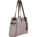 Brampton London Real Leather Suede Shoulder Bag with Tassel Charm in Natural: 65122