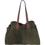 Brampton London Real Leather Suede Shoulder Bag with Tassel Charm in Khaki: 65122