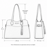 Brampton London Real Leather Suede Shoulder Bag with Tassel Charm in DK Taupe: 65122