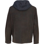 Engbers Men's Real Nubuck Casual Leather Jacket with Detachable Hood in Brown: Renaldo