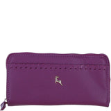 Large Leather Zip Around Note And Coin Purse Raspberry: Ash-12