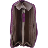 Large Leather Zip Around Note And Coin Purse Raspberry: Ash-12