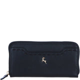 Large Leather Zip Around Note And Coin Purse Black: Ash-17