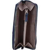 Large Leather Zip Around Note And Coin Purse Navy: Ash-17