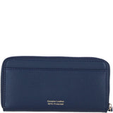 Large Leather Zip Around Note And Coin Purse Navy: Ash-17