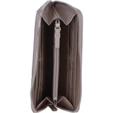 Large Leather Zip Around Note And Coin Purse Mushroom: Ash-17