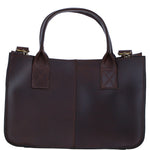 Exquisite Genuine Leather Small Structured Tote Bag with Detachable Strap and Pouch in Brandy: S-01