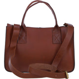 Exquisite Genuine Leather Small Structured Tote Bag with Detachable Strap and Pouch in Tan: S-01