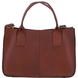 Exquisite Genuine Leather Small Structured Tote Bag with Detachable Strap and Pouch in Tan: S-01