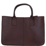 Exquisite Genuine Leather Medium Structured Tote Bag with Detachable Strap and Pouch in Brandy: S-02