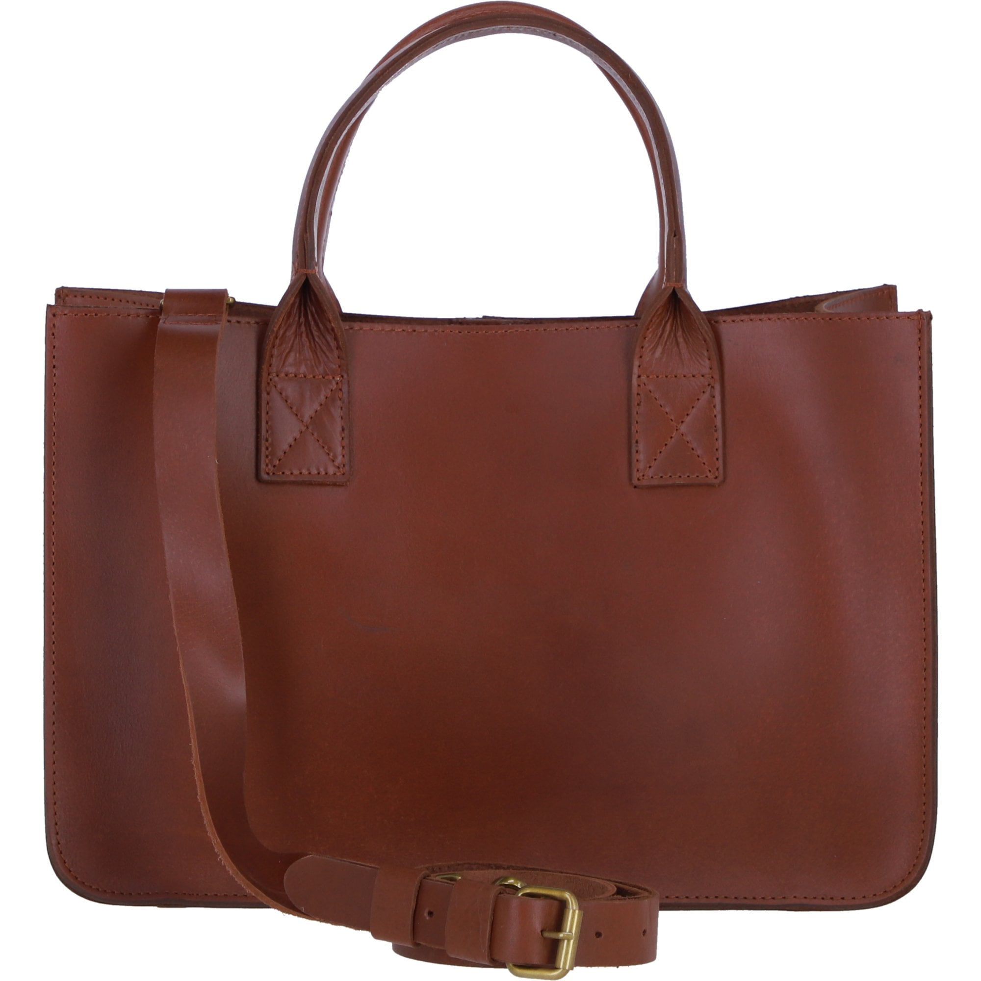 Exquisite Genuine Leather Medium Structured Tote Bag with Detachable Strap and Pouch in Tan: S-02