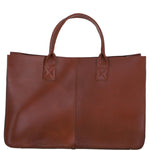 Exquisite Genuine Leather Large Structured Tote Bag with Detachable Strap and Pouch in Tan: S-03