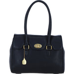 Exquisite Genuine Leather Large Shoulder Bag for Women in Black: L-39