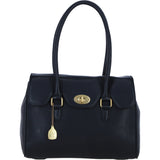 Exquisite Genuine Leather Large Shoulder Bag for Women in Black: L-39