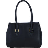Exquisite Genuine Leather Large Shoulder Bag for Women in Black: L-39