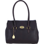 Exquisite Genuine Leather Large Shoulder Bag for Women in Brown: L-39