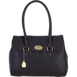 Exquisite Genuine Leather Large Shoulder Bag for Women in Brown: L-39