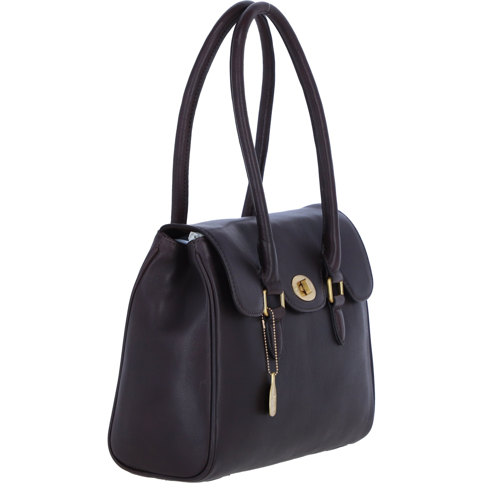 Exquisite Genuine Leather Large Shoulder Bag for Women in Brown: L-39