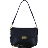 Women’s Genuine Leather Flapover Crossbody X Shoulder Bag in Black: L-35